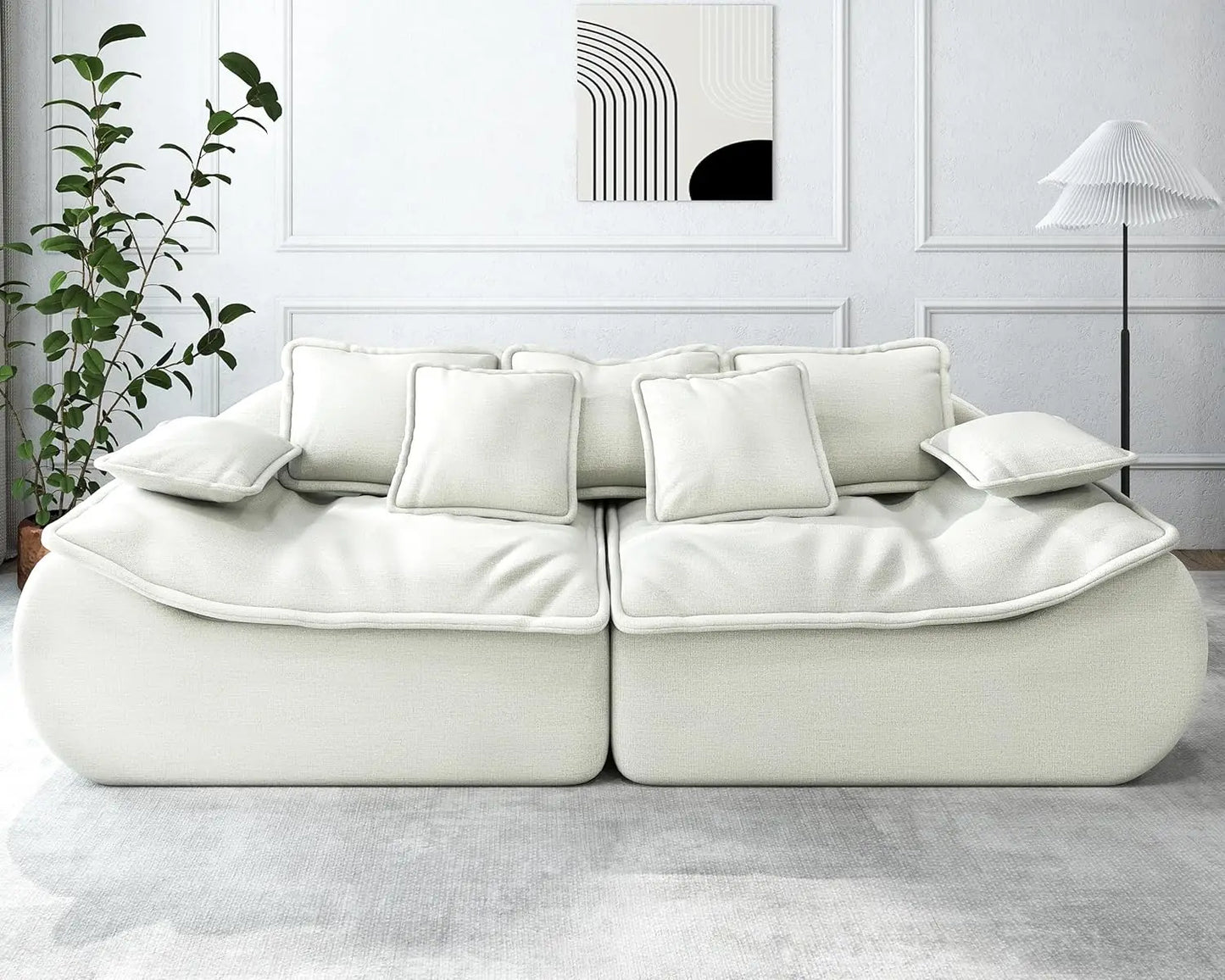 Sofa Couches 3-Seater Modular Sectional Sofa, 89''Comfy Loveseat with Throw, Deep Seat Small Sofa for Small Space, Customized