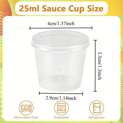 50-200pcs Clear Plastic Sauce Jars with Lids Small Sauce Cup Disposable Food Containers Sauce Pots for Kitchen Food Storage