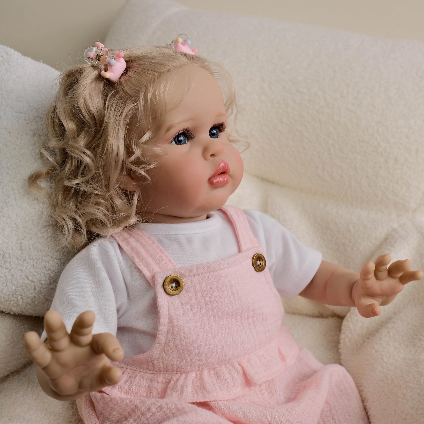 24inch Ellie Reborn Toddler Girl Rooted Blond Hair High Quality Hand Painted Doll Soft Cloth Body 3D Skin