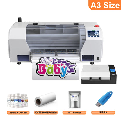 EU/US Stock A3 DTF Printer Printer Impresora XP600 DTF Printer Transfer Printer Direct to Film Printing T-Shirt Printer Machine