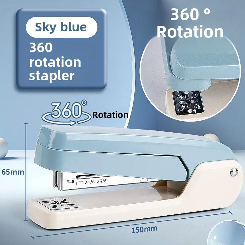 Large 360 Degree Rotatable Stapler for Students Home Office Use Stapling Machine Strong Clutch Large Capacity Staple Extractor