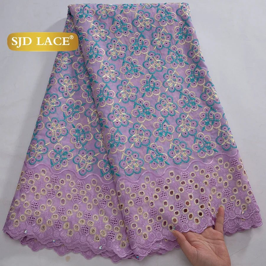 SJD LACE Austria African Cotton Lace Fabrics 2025 High Quality Nigerian Swiss Voile Lace for Sewing Women Wedding Dress DIY 4369