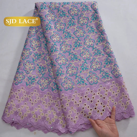 SJD LACE Austria African Cotton Lace Fabrics 2025 High Quality Nigerian Swiss Voile Lace for Sewing Women Wedding Dress DIY 4369