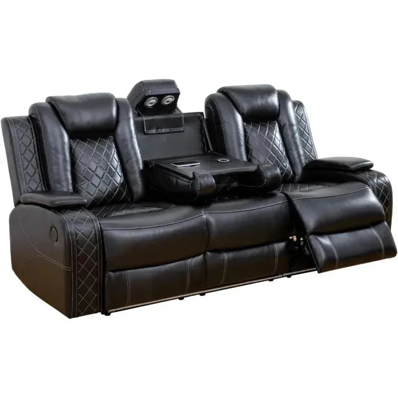 RPD4-Recliner sofa.Black Power Recliner Sofa Set for Living Room