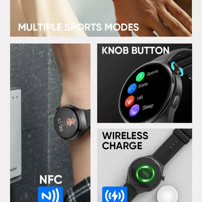 2024 New For Android Smart Watch Men's GT4 Pro 466 * 466 HD screen Bluetooth call IP68 Waterproof Sports Heart rate Smart Watch