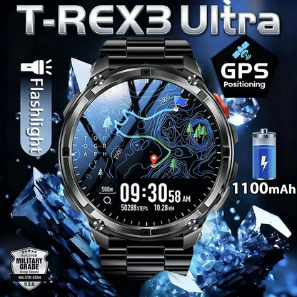 2026 New T-Rex3 Ultra 1100mAh Super Capacity Battery Adult Men Smart Watch 1.7" Large Screen Call 5ATM Waterproof Sports Watches