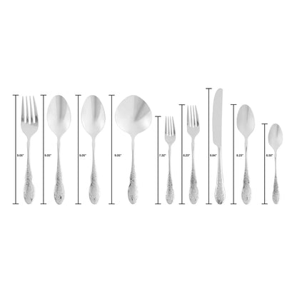 44-Piece Stainless Steel Flatware Set, Service for 12, Complete Silverware Collection for Dining, Entertaining & Dishwasher Safe