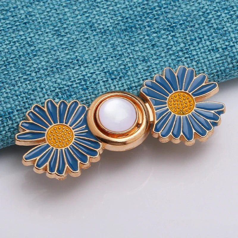 Detachable Pant Waist Tightener Pearl Flower No Sew Waist Buckles for Loose Jeans Dress Fit Instant Pants Button Pins Tightener