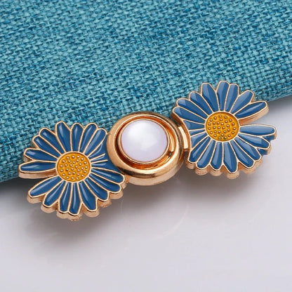 Detachable Pant Waist Tightener Pearl Flower No Sew Waist Buckles for Loose Jeans Dress Fit Instant Pants Button Pins Tightener