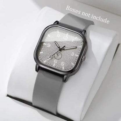 Fashion Square Women Quartz Watch Casual Silicone Strap Sports Wristwatch For Men Women Students（Without Box）