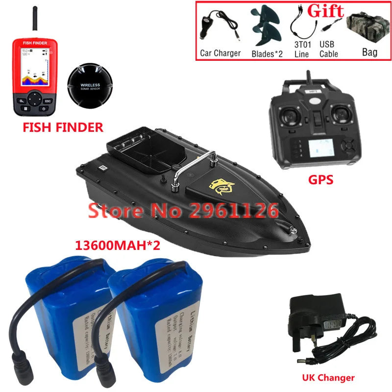 600M GPS Sonar Fish Exploration High Speed Remote Control Bait Boat Model 1.5KG 16GPS Constant Speed Cruise RC Bait Boat Model