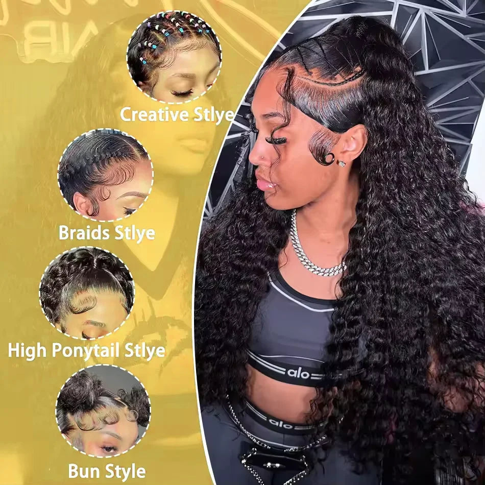 30 40 Inch Water Wave Lace Front Wig 4x4 5x5 Deep Wave Glueless Closure Wig Brazilian 13x6 HD Curly Lace Frontal Human Hair Wigs
