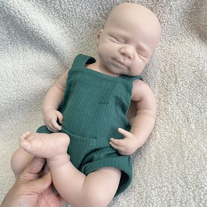 Realistic Weight & Poseable Limbs 19Inch Silicone Reborn Baby Boy Washable Asleep Doll for Childcare Training Birthday Gift
