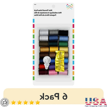 24 Pack Mini Thread Spools Durable Polyester with Hand Needles and Threader Sewing Repairs Household Crafts