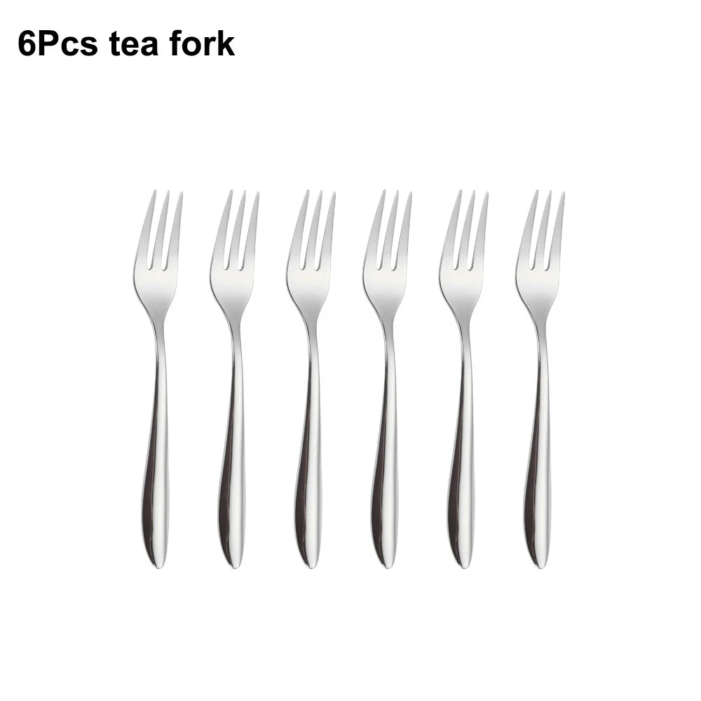 6/16/20/24Pcs Sliver Tableware Stainless Steel 304 Cutlery Set Mirror Knife Fork Spoon Western Dinner Set Smooth Handle Flatware