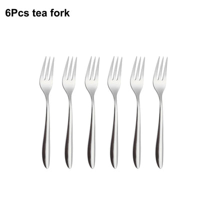 6/16/20/24Pcs Sliver Tableware Stainless Steel 304 Cutlery Set Mirror Knife Fork Spoon Western Dinner Set Smooth Handle Flatware