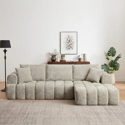 108” Cloud Modular Sectional Sofa Couch with Deep Seat, Modern L-Shaped Boneless Couch with Chaise, Comfy Chenille, Customized