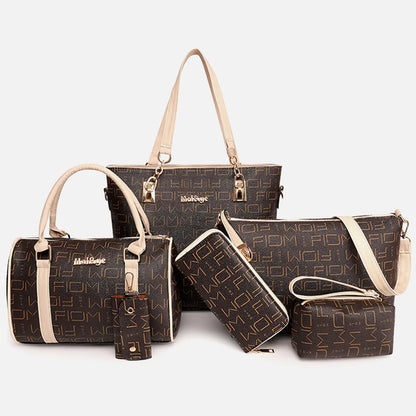 Pahajim 6-Pcs Women Handbag Purse Shoulder Totes Satchel Bags Top-Handle Boston Bag Crossbody Bag Wallet Messenger Set