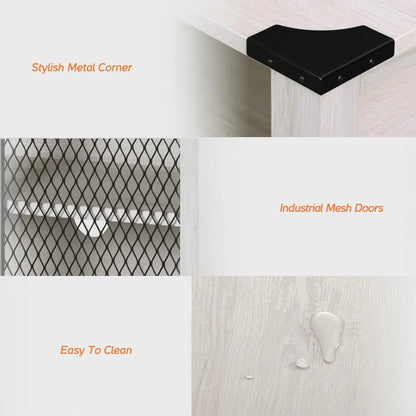 TV Stand Set for 100 inch TV,Door Storage Cabinet with Mesh for Living Room,Farmhouse Storage Units with Open and Adjusta