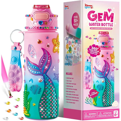 JOYFY Decorate Your Own Water Bottle Kits Mermaid DIY Gem Diamond Painting Crafts Arts for Girls Age 6+ Birthday Christmas