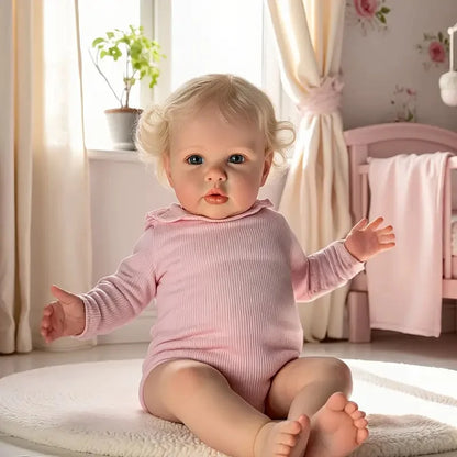 24inch Ellie Reborn Toddler Girl Rooted Blond Hair High Quality Hand Painted Doll Soft Cloth Body 3D Skin