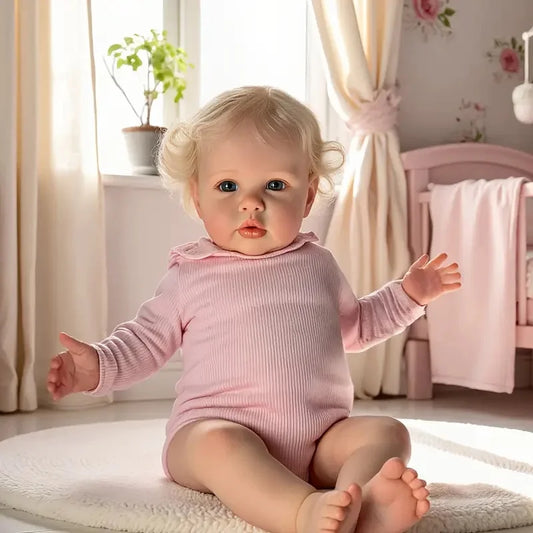 24inch Ellie Reborn Toddler Girl Rooted Blond Hair High Quality Hand Painted Doll Soft Cloth Body 3D Skin
