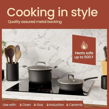 22Piece NonStick Cookware and Bakeware Set with Plaid Pattern for Home Kitchen Use Stackable Design for Easy Storage Dishwasher