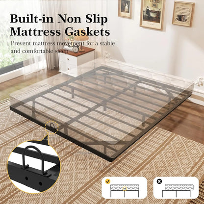 Queen Size Floating Bed Frame with Smart LED Lights, Heavy Duty Metal Platform Bed - Easy Assembly, Noise Free