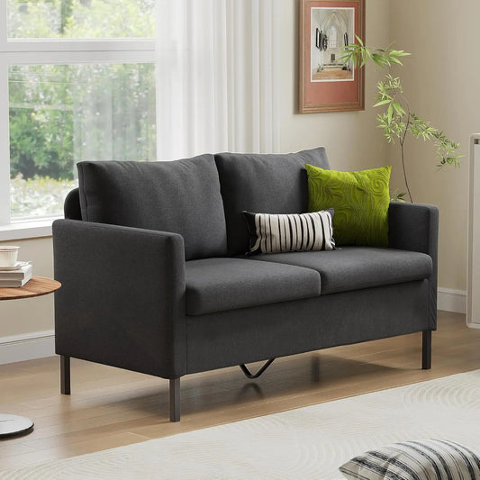 Modern Linen Fabric 2-Seater Mini Love Seat Sofa Couch 51" Width Customizable Small Living Room Upholstered Loveseat,Customized
