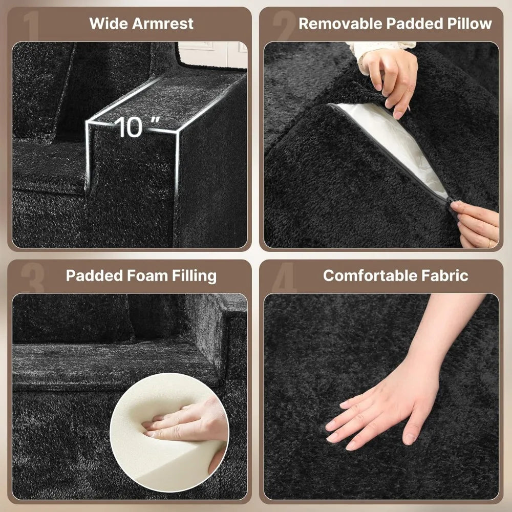 77'' Chenille Upholstered Modern Cloud Loveseat Sofa, No Assembly Required Deep Seat Couches Includes 2 pcs Pillows for Living R