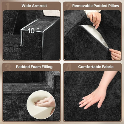 77'' Chenille Upholstered Modern Cloud Loveseat Sofa, No Assembly Required Deep Seat Couches Includes 2 pcs Pillows for Living R