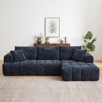 108” Cloud Modular Sectional Sofa Couch with Deep Seat, Modern L-Shaped Boneless Couch with Chaise, Comfy Chenille, Customized