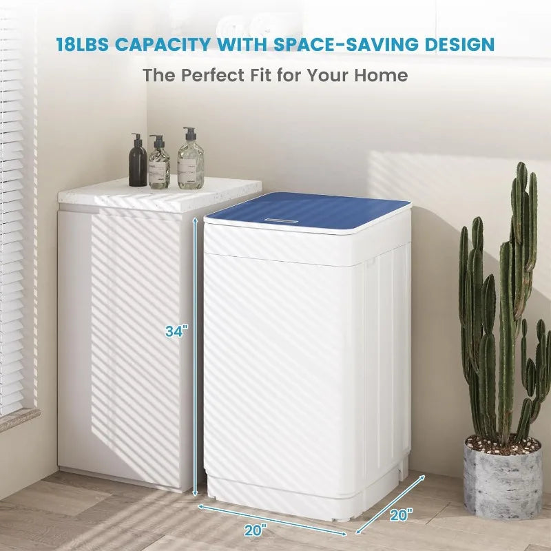 Zynkez 18Lbs Washer and 10Lbs Dryer Combo, Full Automatic Portable Laundry Set with 7 Wash Programs, 5 Dry Modes