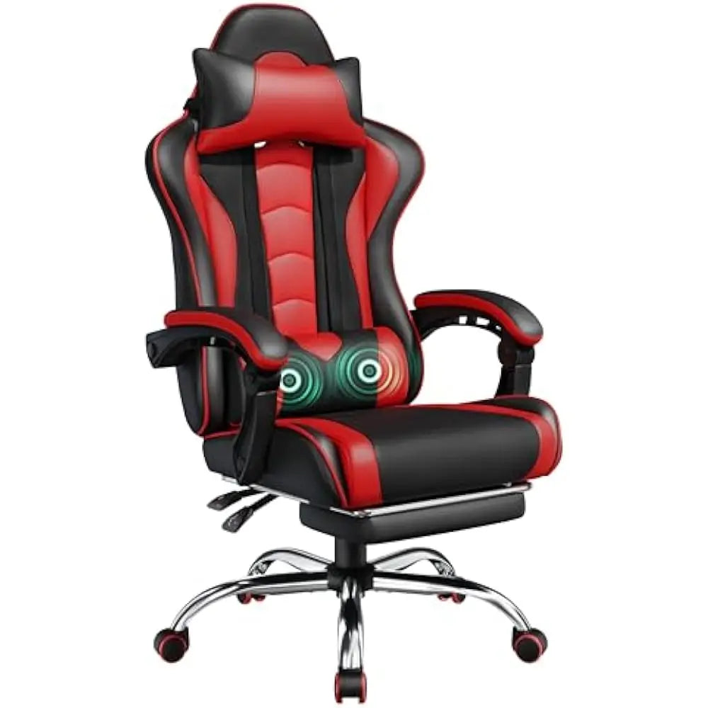 Ergonomic Gaming Chair with Swivel Seat&Headrest, Adjustable Video Game Chair with Massage Lumbar Support and Footrest Height