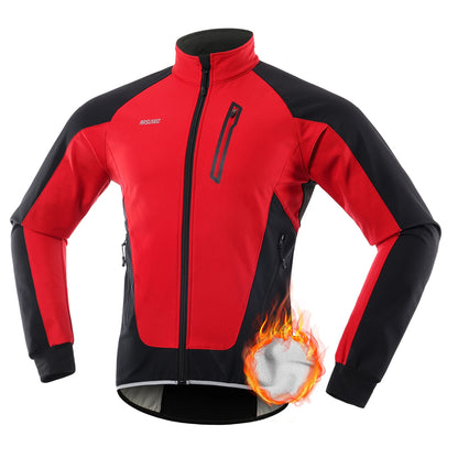 Arsuxeo Men Cycle Jacket Waterproof Windproof Thermal Fleece Bike Jersey MTB Bicycle Riding Running Autumn Winter Jacket Coat