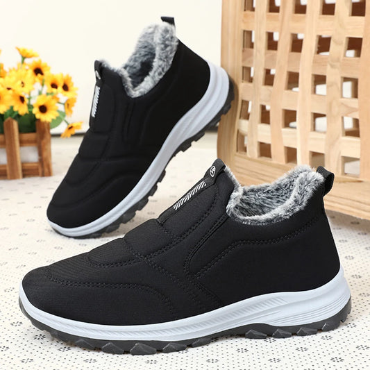 Mens Snow Boots Lightweight Thermal Ankle Boots Comfortable Slip On Sneakers Winter Thick Fur Shoes for Travel Hiking