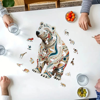 Polar Bear Wooden Jigsaw Puzzles Adult, Teens, Animal Shaped Natural Wood Puzzle, Best Christmas Gift And Family Games Magic Puz