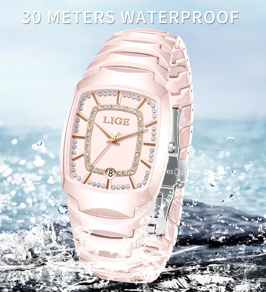 LIGE New Luxury Elegant Watch For Woman Waterproof Stainless Steel Quartz Women's Watches Simple High Quality Ladies Wristwatch