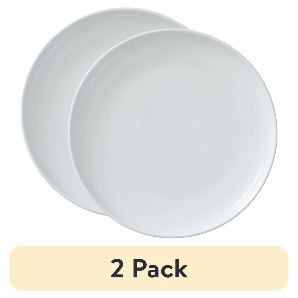 2 Pack Porcelain Dinner Plates Microwave Safe Dishwasher Safe Modern Classic Design Round Plates Durable Kitchen Dinnerware