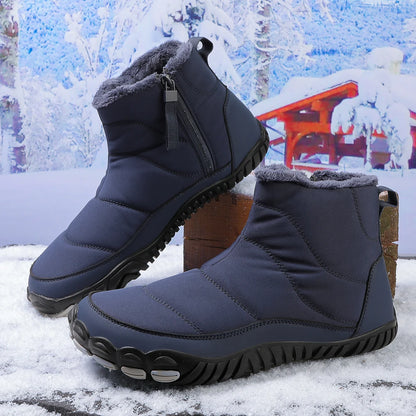 Winter Snow Boots Lightweight Barefoot Shoes Non-Slip Trail Running Shoes Zip Closure Fashion Warm Lined Booties for Men Women