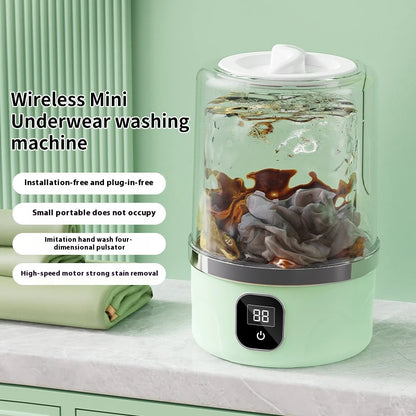 Rechargeable Mini Washing Machine Portable Underwear Washer Automatic Laundry Cup for Travel Home Dormitory Small Space Saver