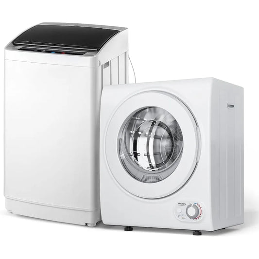 ROVSUN 17.8LBS Full Automatic Washing Machine and 1.5CuFt Portable Clothes Dryer Set, Compact Laundry Washer