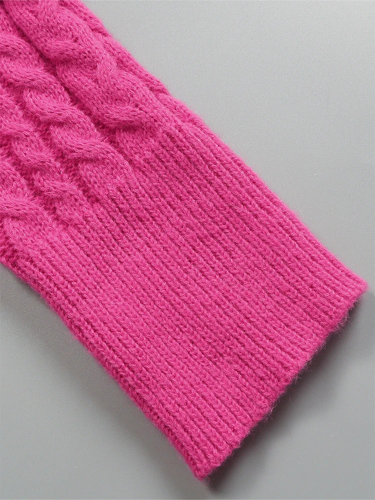 plus Size Solid Color Cutout Knit Sweater Long Sleeve Crewneck Pullover Slim Fit Jumper Sexy Fashion Tops for Women