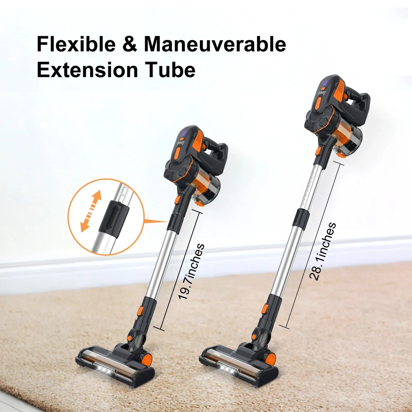 INSE V70 Cordless Vacuum Cleaner 16KPa Stick Vacuum Up to 40min Runtime 10-in-1 Home Cleans for Hardwood Floor Pet Hair Home Car
