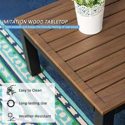 6 Pieces Patio Furniture Set - Outdoor Metal Frame Sectional Sofa Conversation Set with Coffee Table & Removable Cushions for Co