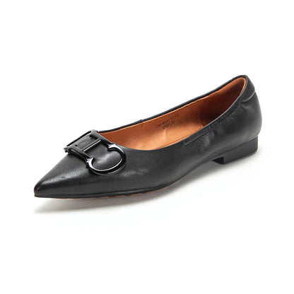 Pure Colour Simple Retro Classic Women's Single Shoes Fashion Exquisite Hundred Matching Pointed Head Design Women's Flat Shoes