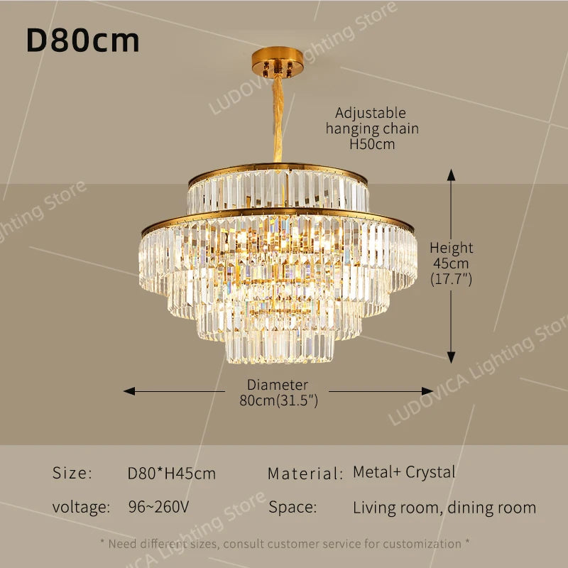Hanging Chandelier Living Room Hall Lighting Villa Dining Table LED High-end Luxury Dining Room Crystal Chandeliers