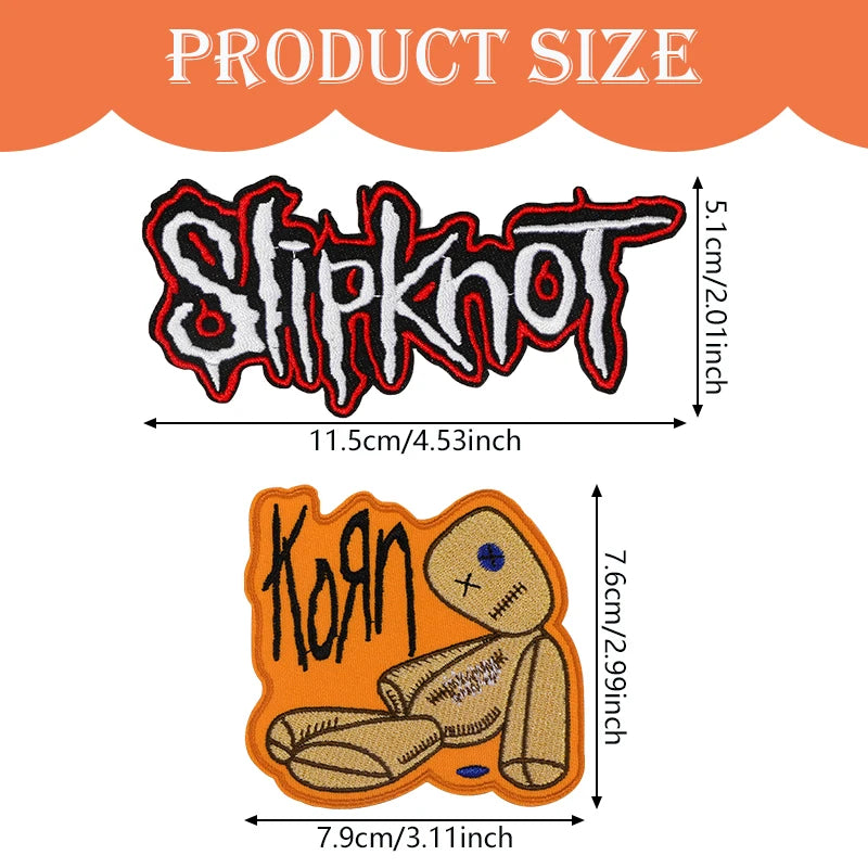 2Pcs Embroidery Iron-On Patches,Band Patches,Music Patches,Sewing Cloth Patch Applique Badge,For Coat,Hat,Pants,Clothing DIY Decor