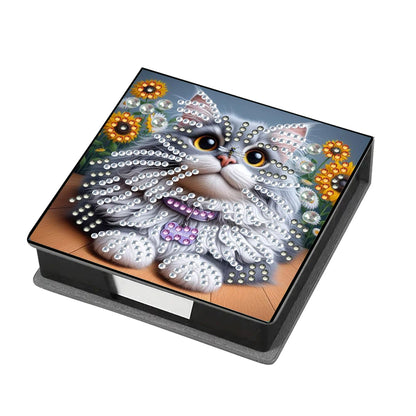 Flowers Leather Diamond Painting Notecard Box Gem Art Sticky Note Holder Gem Painting Memo Pad Holder Mosaic Kit for Home Office