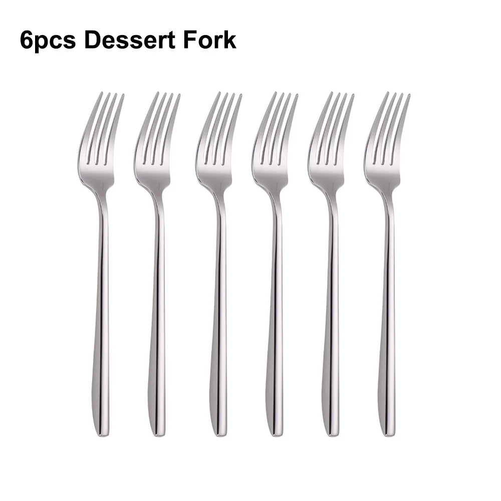 6/12/15/18/21 Pieces Sliver Cutlery Set Stainless Steel 304 Tableware Western Dinner Set Mirror Elegant Knife Fork Spoon